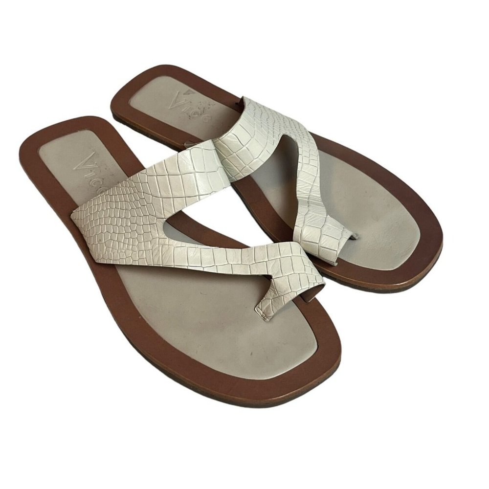 VICENZA Anthropologie SLIDE SANDALS White SZ 39 US 8 White Embossed Boho Flats